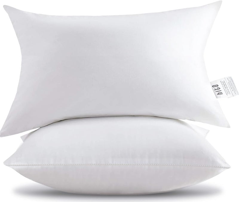 hito 12x20 Pillow Inserts (Set of 2)- 100% Cotton Covering Down Alternative Throw Pillows White for Couch Bed Sofa - Image 1